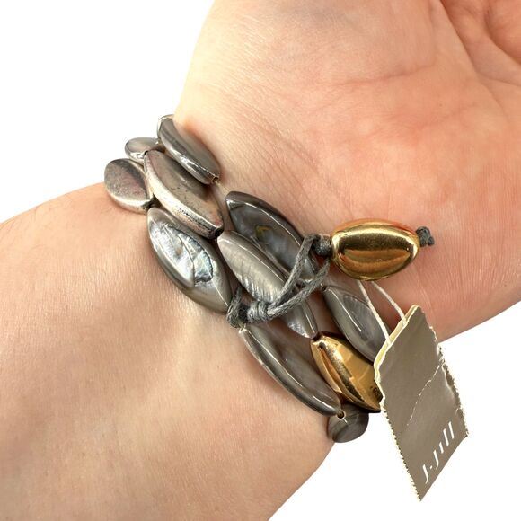 J. Jill Shell Necklace & Bracelet Set Mixed Metal Cluster Mother Pearl Abalone - Picture 9 of 16